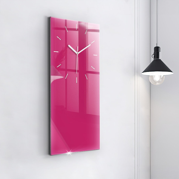 Modern vertical wall clock Color strong pink