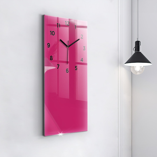Modern vertical wall clock Color strong pink
