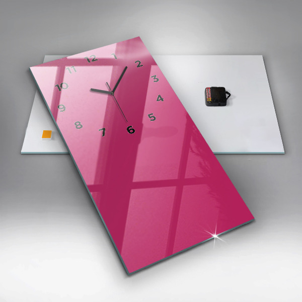 Modern vertical wall clock Color strong pink
