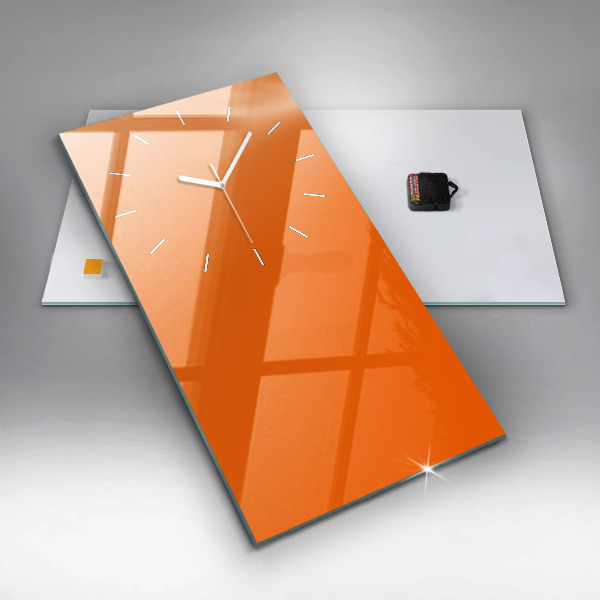 Modern vertical wall clock Orange color