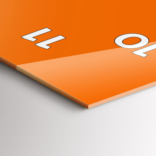 Modern vertical wall clock Orange color