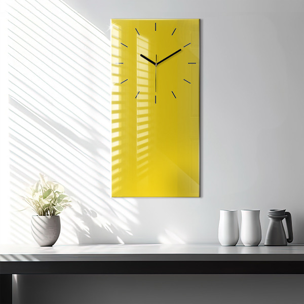 Modern vertical wall clock Light yellow color
