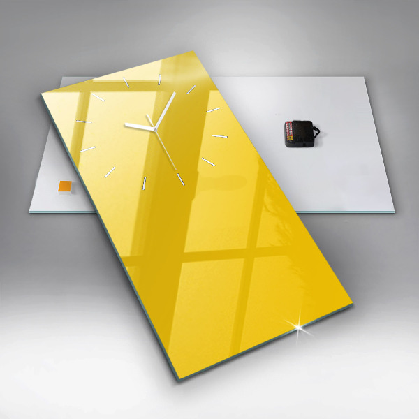 Modern vertical wall clock Light yellow color