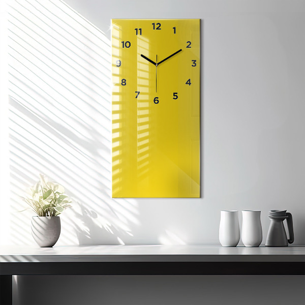 Modern vertical wall clock Light yellow color