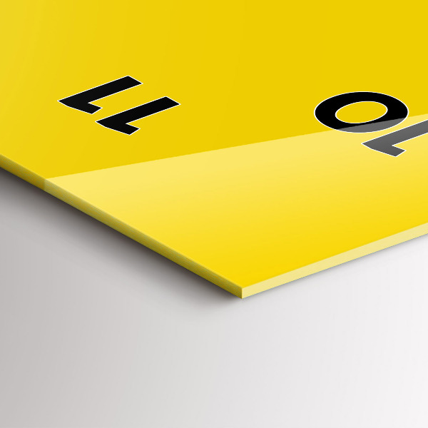 Modern vertical wall clock Light yellow color