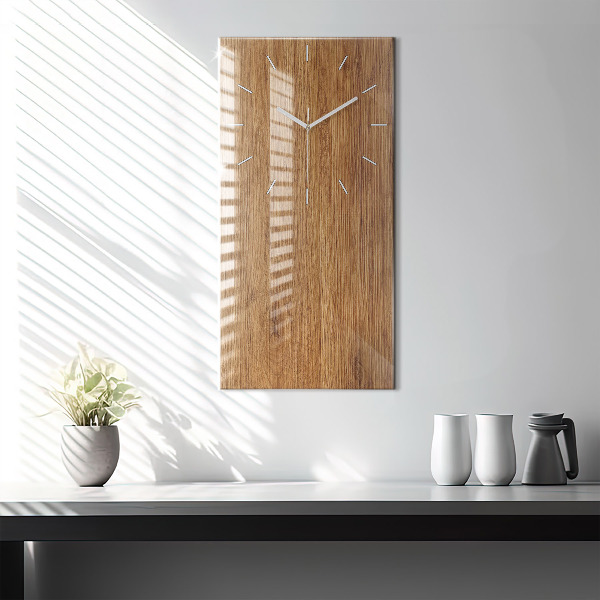 Modern vertical wall clock Light wood