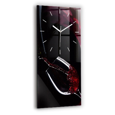 Modern vertical wall clock Red wine