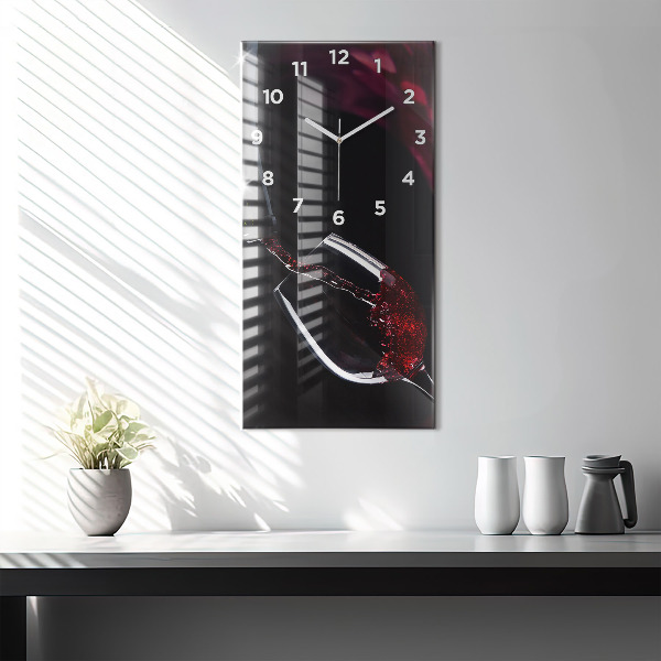 Modern vertical wall clock Red wine