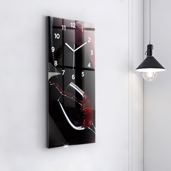 Modern vertical wall clock Red wine