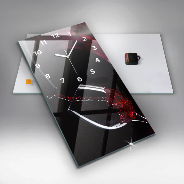 Modern vertical wall clock Red wine