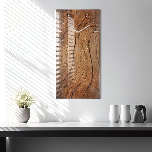 Modern vertical wall clock Old wood