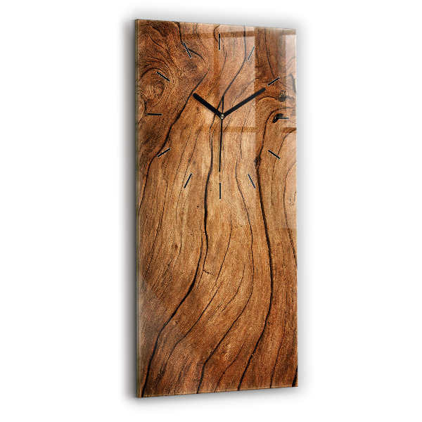 Modern vertical wall clock Old wood