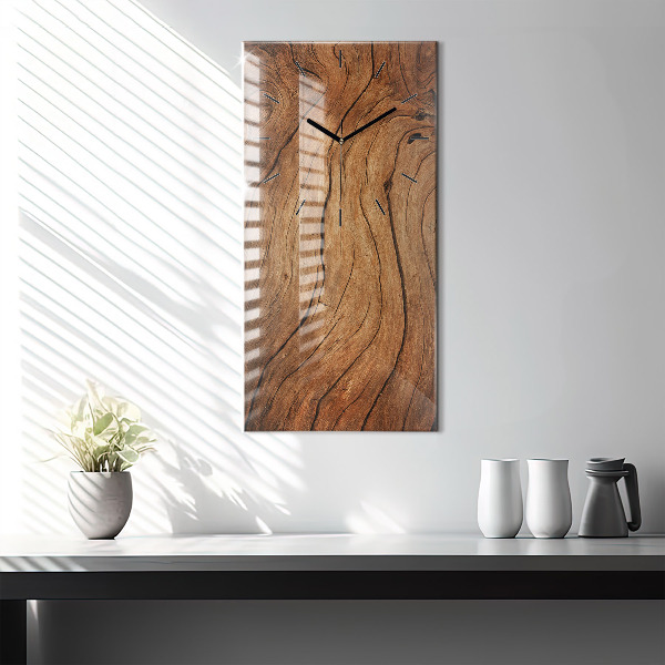 Modern vertical wall clock Old wood