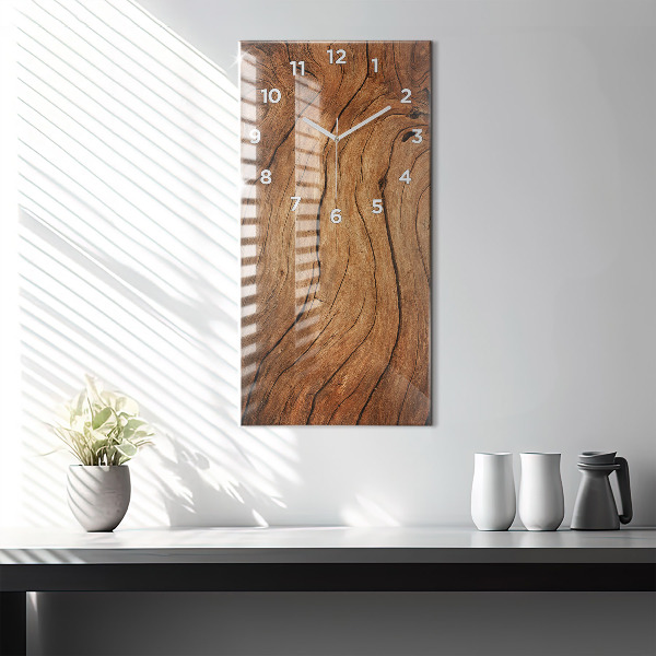 Modern vertical wall clock Old wood
