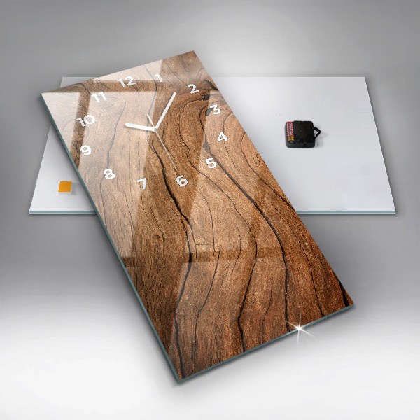 Modern vertical wall clock Old wood