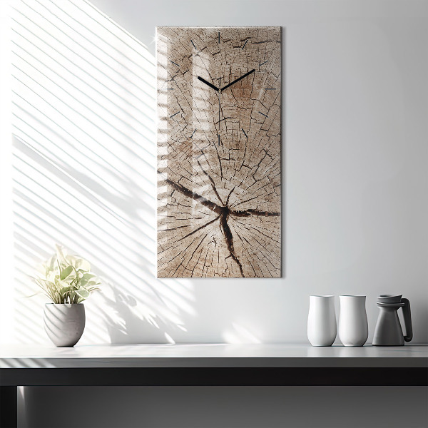 Modern vertical wall clock Old wood stump