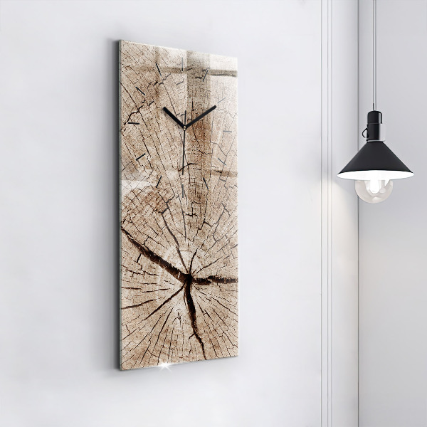 Modern vertical wall clock Old wood stump