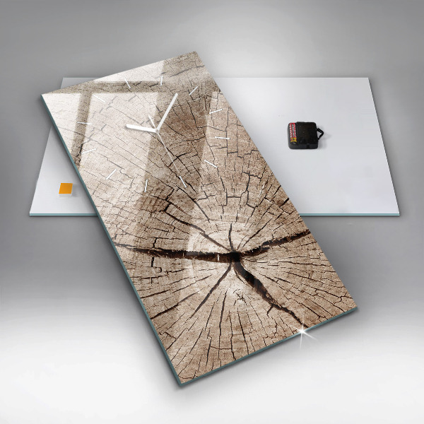 Modern vertical wall clock Old wood stump