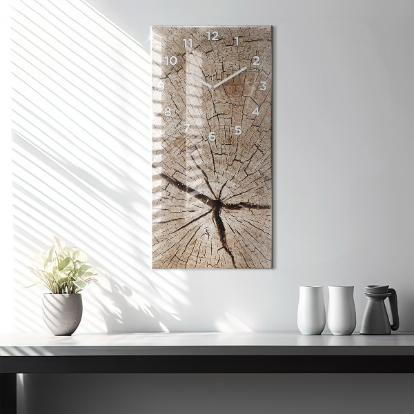Modern vertical wall clock Old wood stump