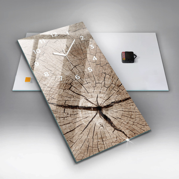 Modern vertical wall clock Old wood stump