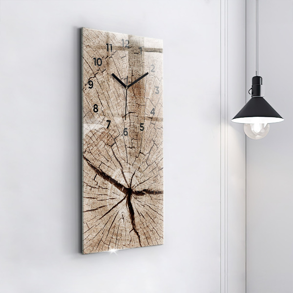 Modern vertical wall clock Old wood stump