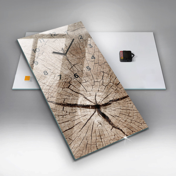 Modern vertical wall clock Old wood stump