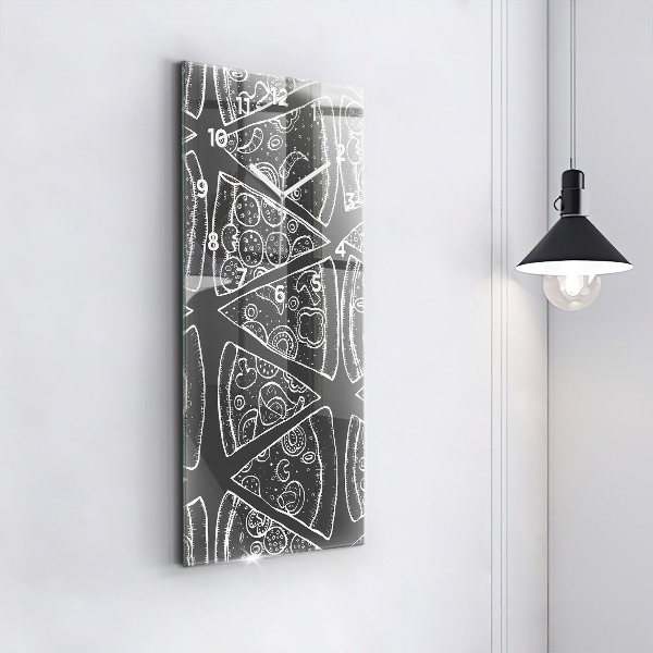 Modern vertical wall clock Painted pizza
