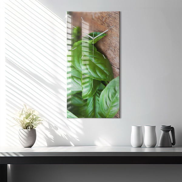 Modern vertical wall clock Basil leaves
