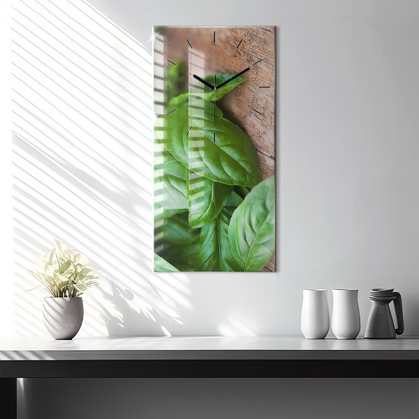 Modern vertical wall clock Basil leaves