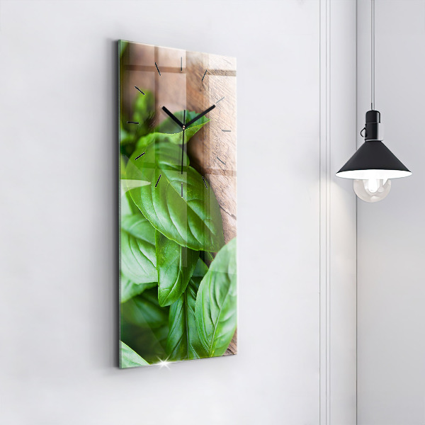 Modern vertical wall clock Basil leaves
