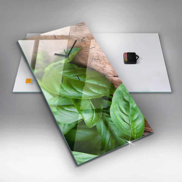 Modern vertical wall clock Basil leaves