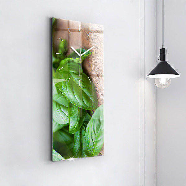 Modern vertical wall clock Basil leaves
