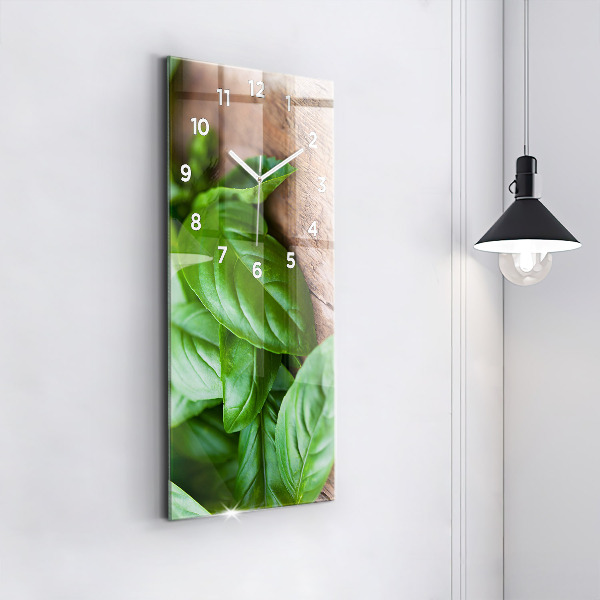Modern vertical wall clock Basil leaves