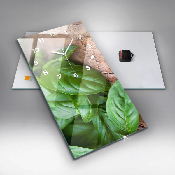 Modern vertical wall clock Basil leaves