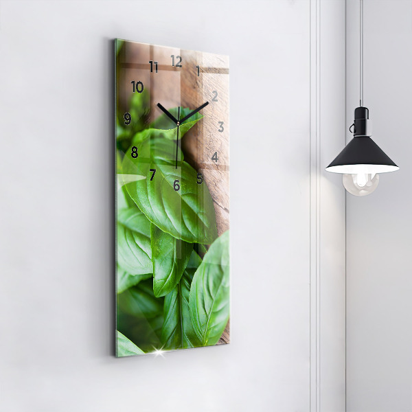 Modern vertical wall clock Basil leaves