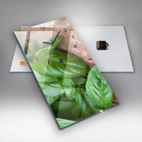 Modern vertical wall clock Basil leaves