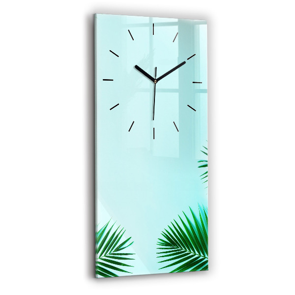 Modern vertical wall clock Green palm trees