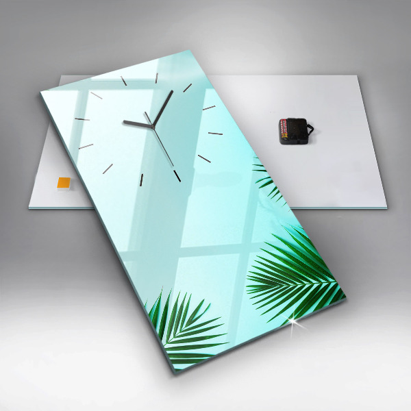 Modern vertical wall clock Green palm trees