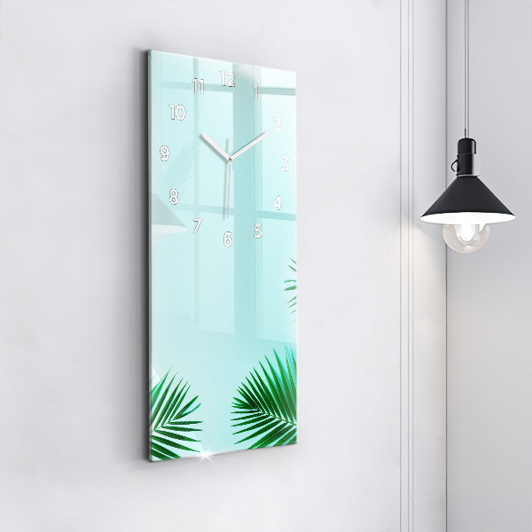 Modern vertical wall clock Green palm trees