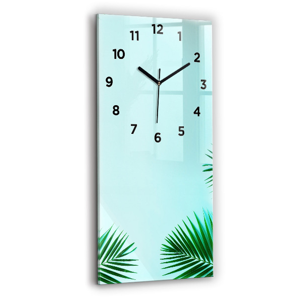 Modern vertical wall clock Green palm trees