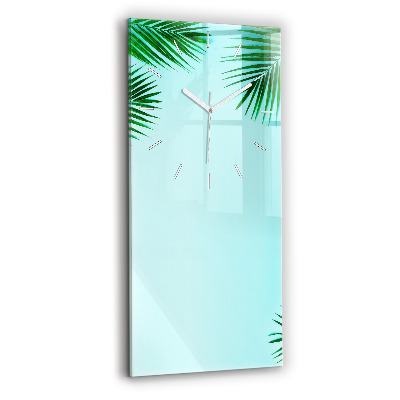 Modern vertical wall clock Green palm trees