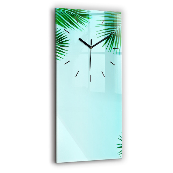 Modern vertical wall clock Green palm trees