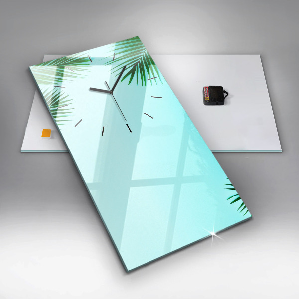 Modern vertical wall clock Green palm trees