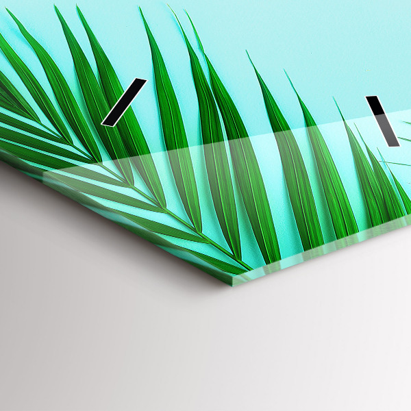 Modern vertical wall clock Green palm trees
