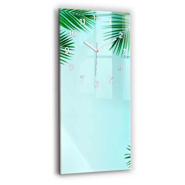 Modern vertical wall clock Green palm trees