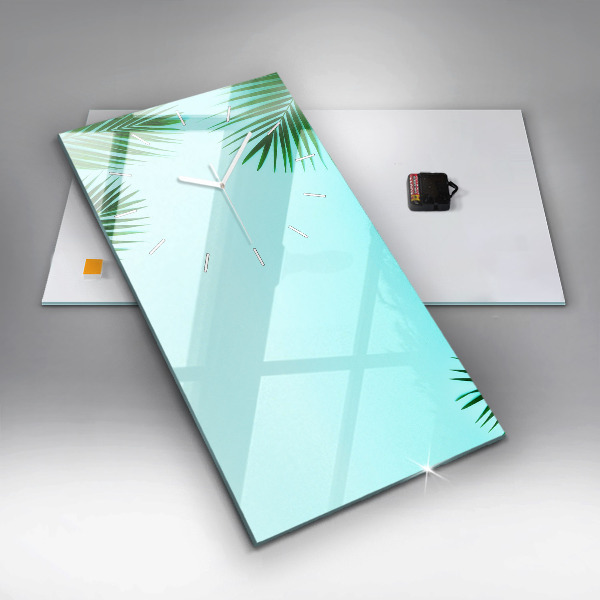 Modern vertical wall clock Green palm trees