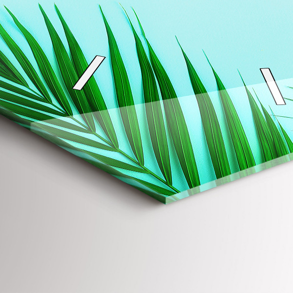 Modern vertical wall clock Green palm trees