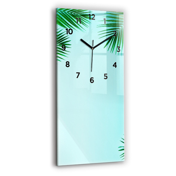 Modern vertical wall clock Green palm trees