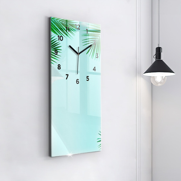 Modern vertical wall clock Green palm trees