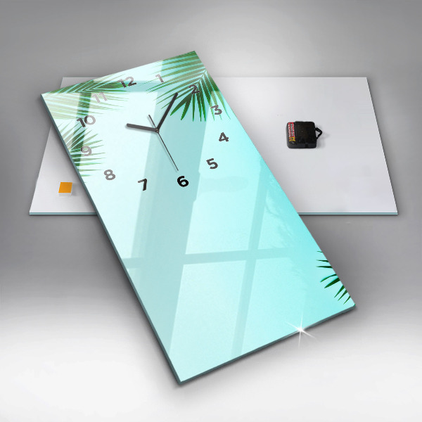 Modern vertical wall clock Green palm trees